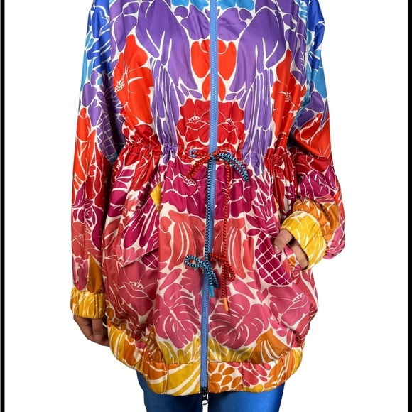 NWOT Farm Rio Tropical Graphic Floral Lightweight Parka Jacket - Picture 2 of 7